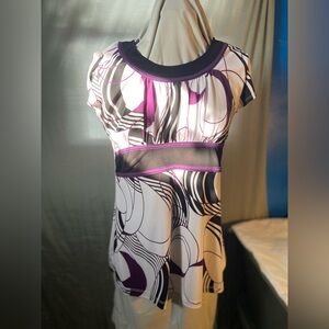 Maurices Women's Purple and Black Patterned Blouse (XL)